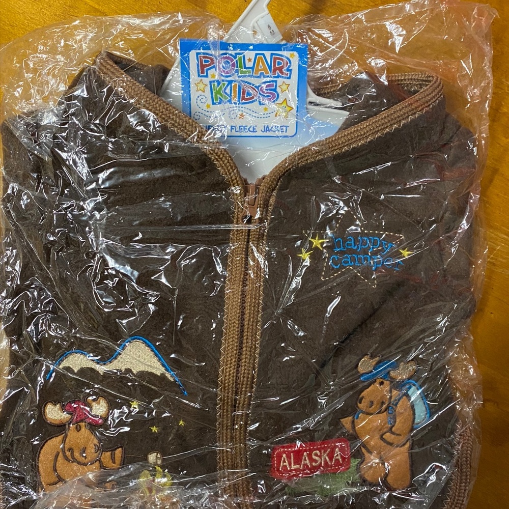 brown Fleece Jacket Happy Camper Alaska